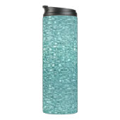 Monogram Turquoise Faux Glass Mosaic Thermosbeker (Geroteerd rechts)
