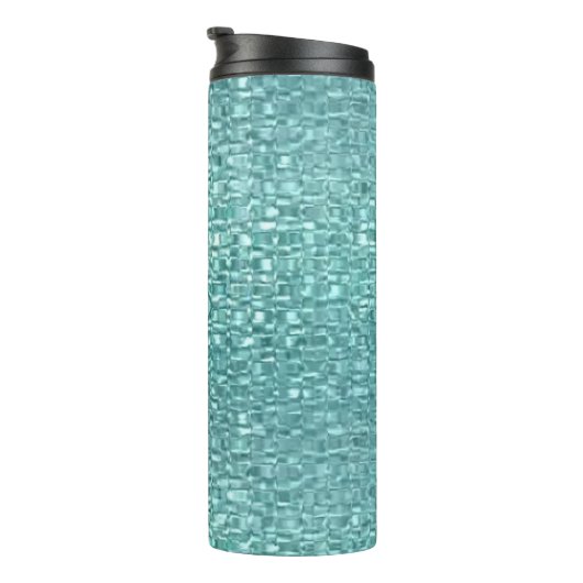 Monogram Turquoise Faux Glass Mosaic Thermosbeker (Geroteerd rechts)