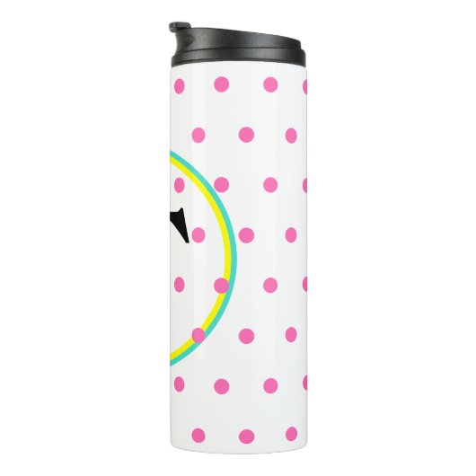 Monogram turquoise geel roze thermosbeker (Geroteerd rechts)