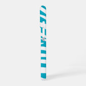 Monogram Turquoise Gestreepte Zebra Patroon Trendy iPhone 16 Hoesje (Linkerkant)