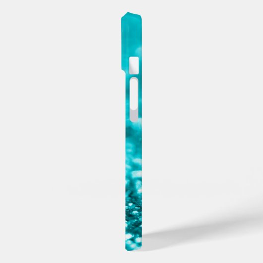 Monogram Turquoise Glitter Case-Mate iPhone Case (Achterkant / Links)