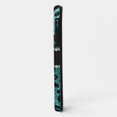 Monogram turquoise glitter cheetah patroon Case-Mate iPhone case (Achterkant/links)