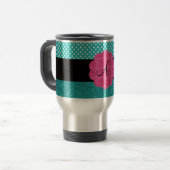 Monogram turquoise glitter reisbeker (Voorkant links)