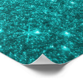 Monogram turquoise glitter roze hart poster (Hoek)