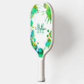 Monogram Turquoise Groen Blauw Spatten Waterverf Pickleball Paddle (Links)