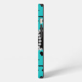 Monogram turquoise gymnastiek hartenbogen iPhone hoesje (Linkerkant)