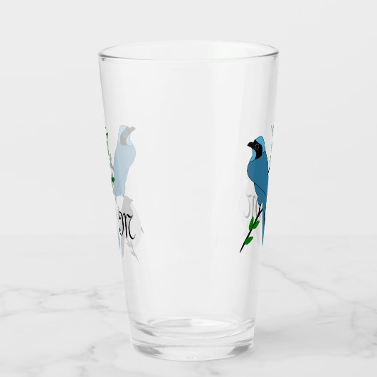  Monogram Turquoise Jay Bird Glas (Links)