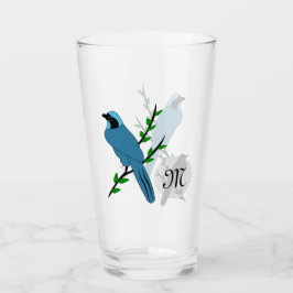 Monogram Turquoise Jay Bird Glas