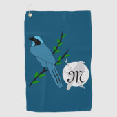  Monogram Turquoise Jay Bird Golfhanddoek (Voorkant)