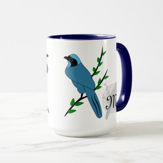  Monogram Turquoise Jay Bird Mok (Voorkant rechts)