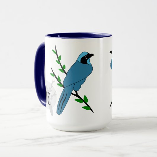 Monogram Turquoise Jay Bird Mok (Voorkant links)