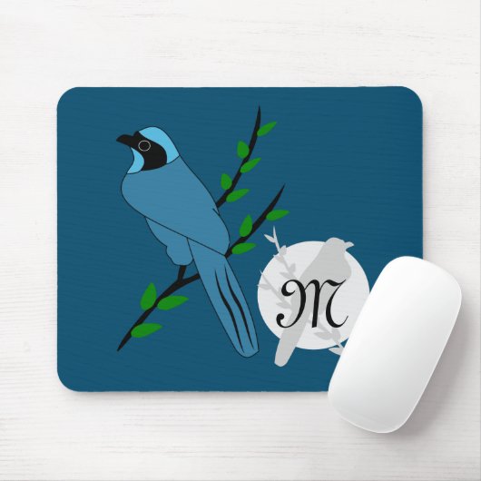 Monogram Turquoise Jay Bird Muismat (Met muis)