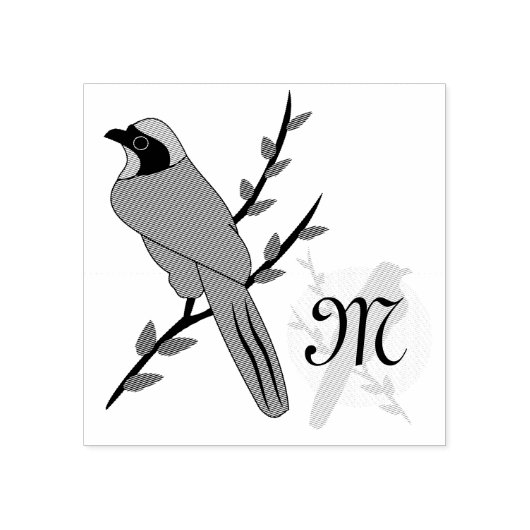  Monogram Turquoise Jay Bird Rubberstempel (Afrduk)