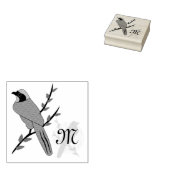 Monogram Turquoise Jay Bird Rubberstempel (Gestempeld)