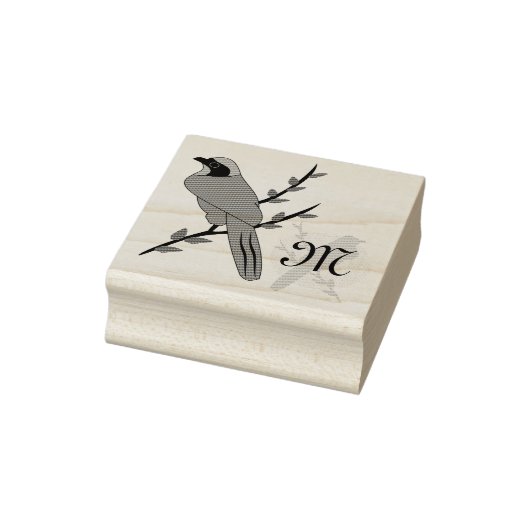  Monogram Turquoise Jay Bird Rubberstempel (Stempel)