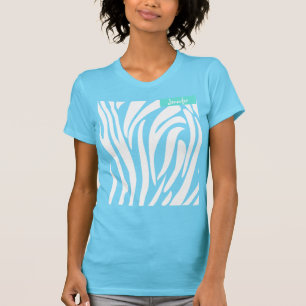 Monogram Turquoise Kleur Gestreept Zebra Patroon T-shirt