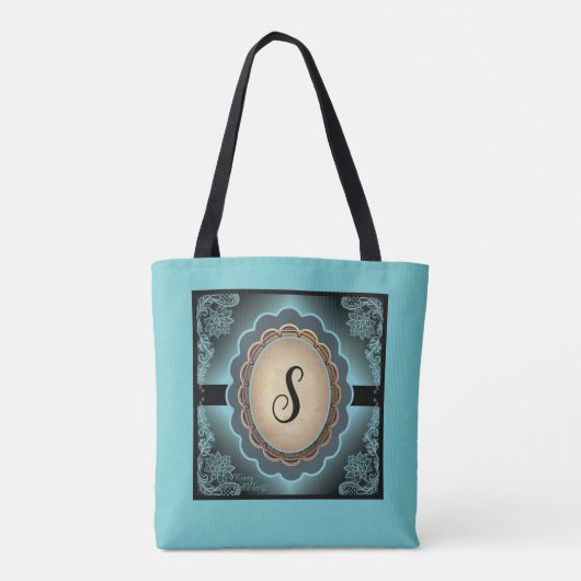 Monogram Turquoise Lace Canvas tas (Achterkant)