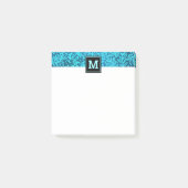 Monogram turquoise leaf botanisch patroon modern post-it® notes (Voorkant)