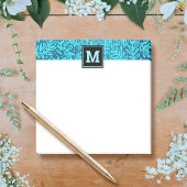 Monogram turquoise leaf botanisch patroon modern post-it® notes