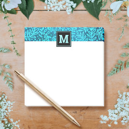 Monogram turquoise leaf botanisch patroon modern post-it® notes