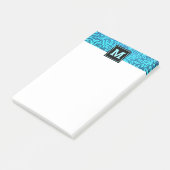 Monogram turquoise leaf botanisch patroon vet post-it® notes (Schuin)