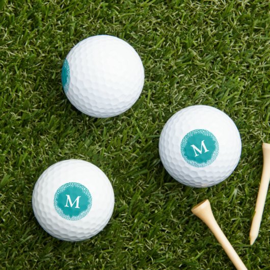 Monogram Turquoise Leopard Print Golfballen (Insitu Gras)