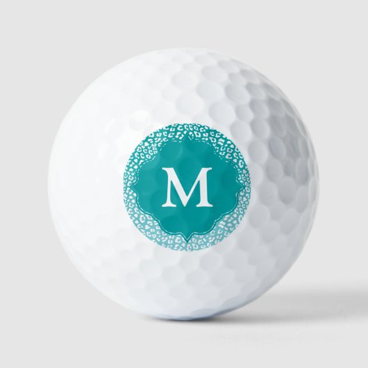 Monogram Turquoise Leopard Print Golfballen (Voorkant)