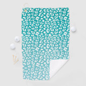 Monogram Turquoise Leopard Print Golfhanddoek (Insitu)