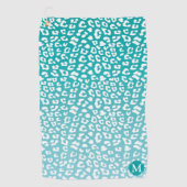 Monogram Turquoise Leopard Print Golfhanddoek (Voorkant)