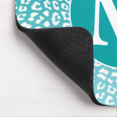 Monogram Turquoise Leopard Print Muismat (Hoek)