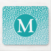 Monogram Turquoise Leopard Print Muismat (Voorkant)