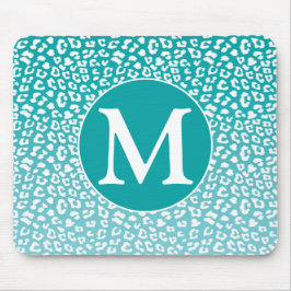 Monogram Turquoise Leopard Print Muismat