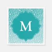 Monogram Turquoise Leopard Print Servet (Voorkant)