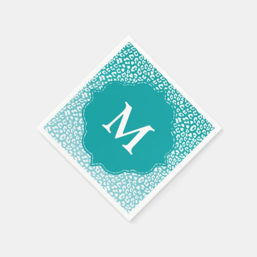 Monogram Turquoise Leopard Print Servet (Hoek)