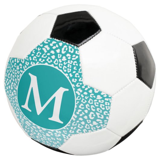 Monogram Turquoise Leopard Print Voetbal (Drie kwart)