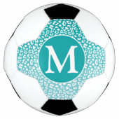 Monogram Turquoise Leopard Print Voetbal (Voorkant)