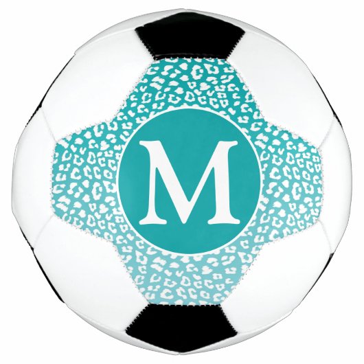 Monogram Turquoise Leopard Print Voetbal (Voorkant)