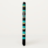 Monogram turquoise met zwarte strepen en goudfolie Case-Mate iPhone case (Achterkant / rechts)