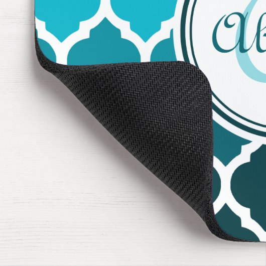 Monogram Turquoise Ombre Moroccan Lattice Pattern Muismat (Hoek)