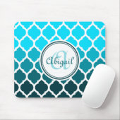 Monogram Turquoise Ombre Moroccan Lattice Pattern Muismat (Met muis)