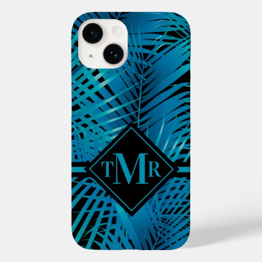 Monogram Turquoise Palm Case-Mate iPhone Case (Achterkant)