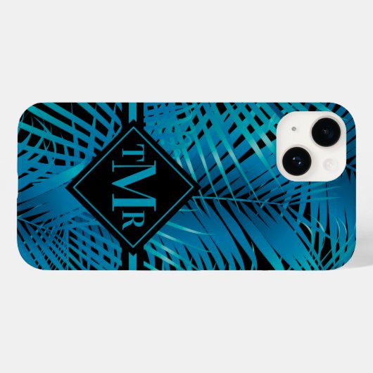 Monogram Turquoise Palm Case-Mate iPhone Case (Achterkant (horizontaal))