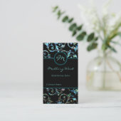 Monogram Turquoise Pearl Floral Visitekaartje (Staand voorkant)