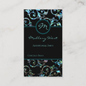 Monogram Turquoise Pearl Floral Visitekaartje (Voorkant)