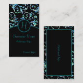 Monogram Turquoise Pearl Floral Visitekaartje 2 (Voorkant / Achterkant)
