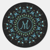 Monogram Turquoise Pearl Mandala Stickers (Voorkant)