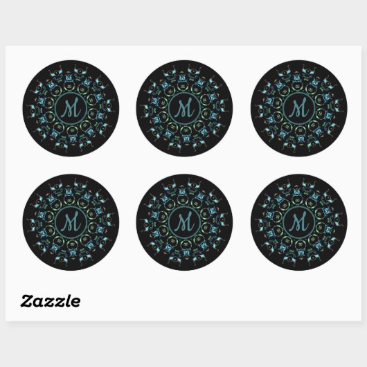 Monogram Turquoise Pearl Mandala Stickers (Vel)