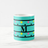 Monogram Turquoise Polka Dots Koffiemok (Center)