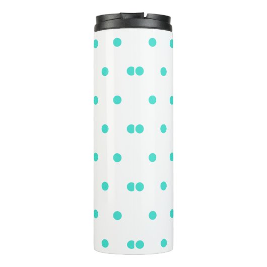 Monogram Turquoise Polka Dots Thermosbeker (Achterkant)