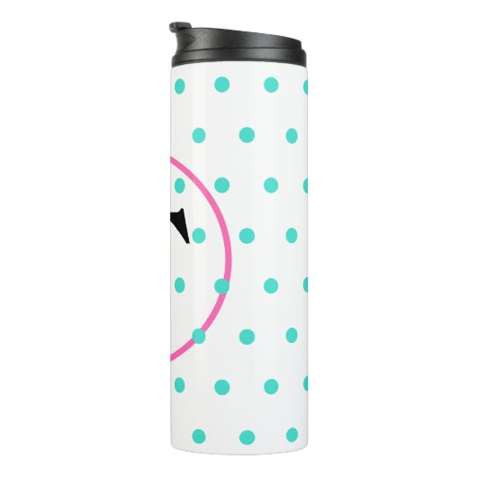 Monogram Turquoise Polka Dots Thermosbeker (Geroteerd rechts)